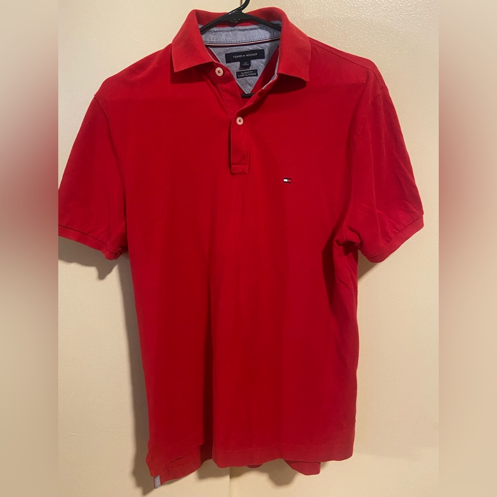 Tommy Hilfiger Men's Size Small Red Short Sleeve Polo Shirt used like new
